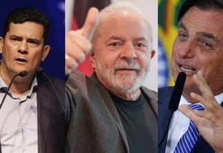 O ex-ministro da Justiça Sérgio Moro (Podemos), o ex-presidente Lula (PT), e o presidente Jair Bolsonaro (PL) - Reprodução: Jornal do Commercio