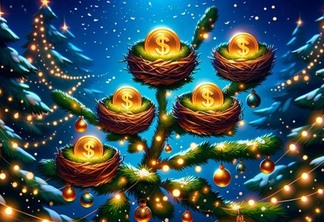 Um Natal cripto-brilhante! Celebre a temporada com uma árvore de criptomoedas iluminando o caminho para oportunidades e promessas em 2024. #CriptoNatal #Oportunidades2024 - Scapesmania