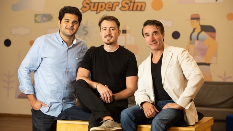 Antônio Brito, CEO da SuperSim, Rômulo Coutinho, CTO e Daniel Shteyn, sócio e chairman da fintech - Divulgação
